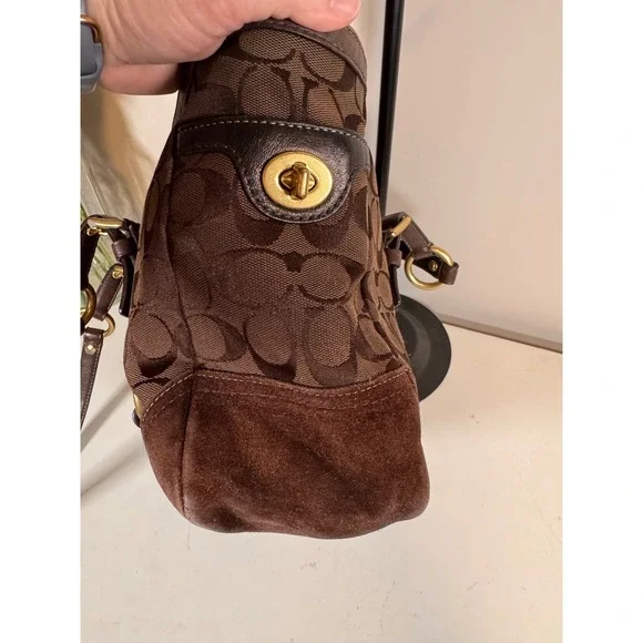 Coach Hampton Signature Carryall Brown Jacquard Vintage Leather Tote Bag 10384 - Picture 4 of 10